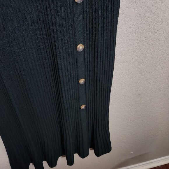 Studio One New York Dress Womens XL Ribbed Knit Button Detail Midi Fit Flaire - Picture 3 of 13